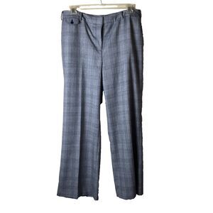 Talbots Woman's Black & White Plaid Wide Leg Wool Blend Pants Size 16